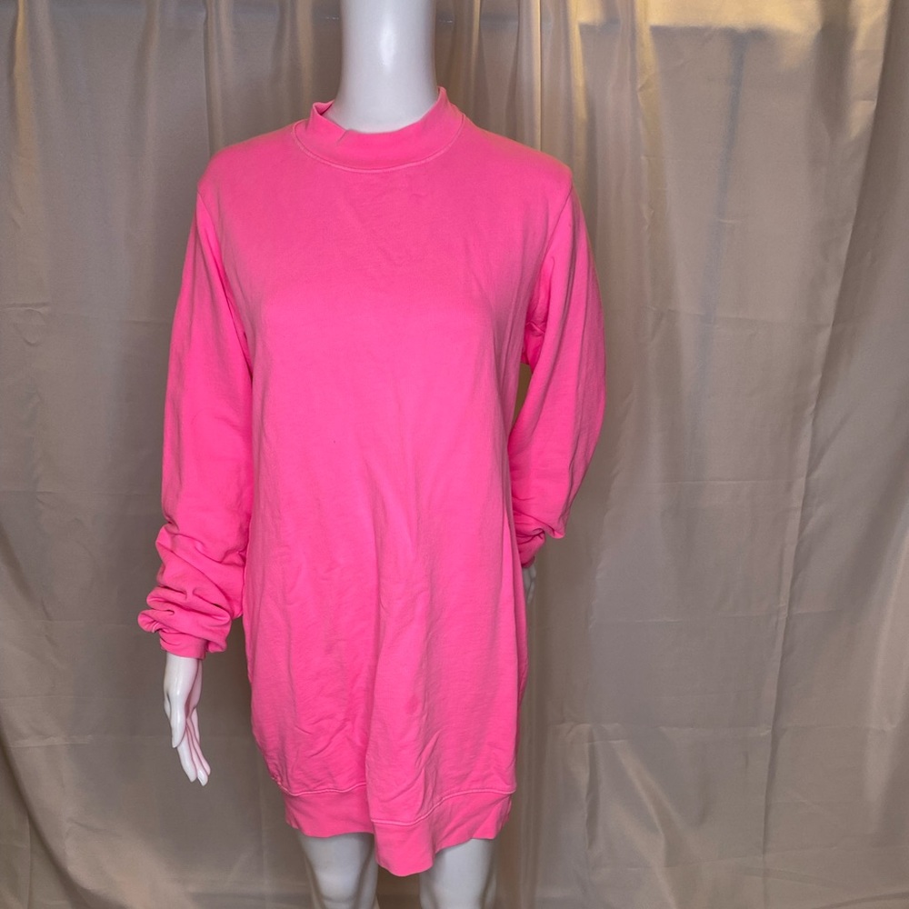 Hot pink open back sweater dress